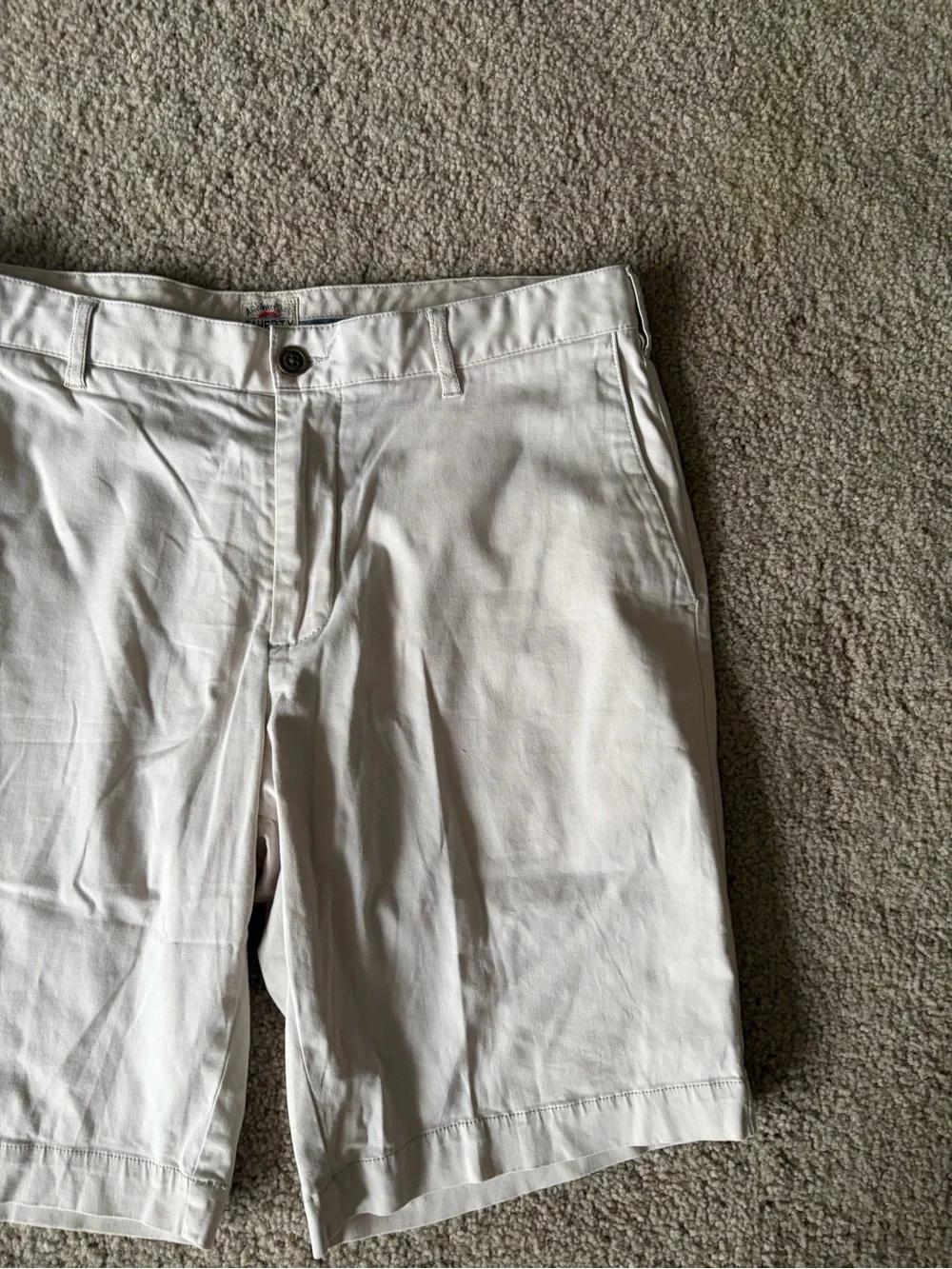 Men’s faherty All Day Bermuda chino Shorts Stone White Organic Cotton 9